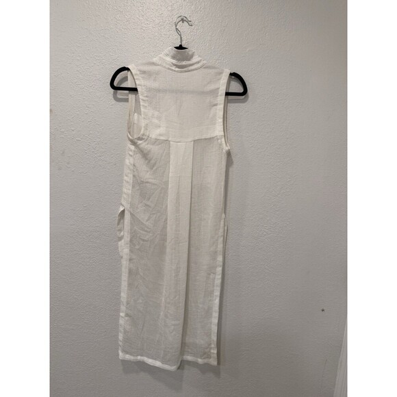 Helmut Lang Tunic Shirt  Swift Sleeveless Sheer Button Front White Size PT - Picture 4 of 10